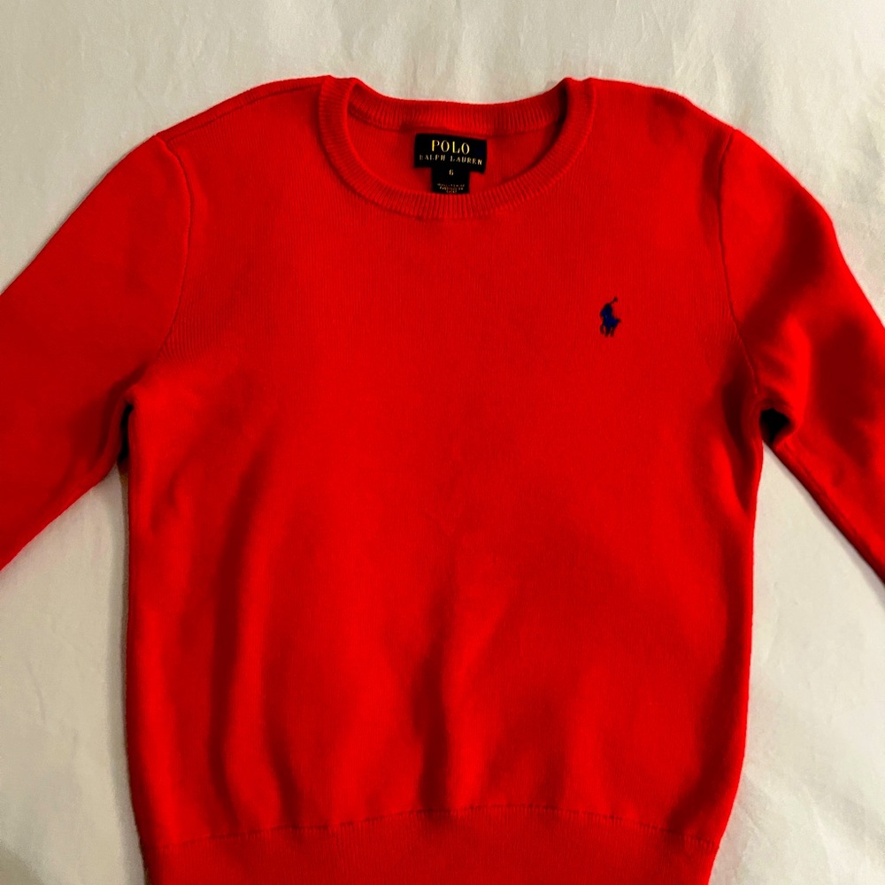 Red Polo Ralph Lauren sweater Size 6. Very good condition.